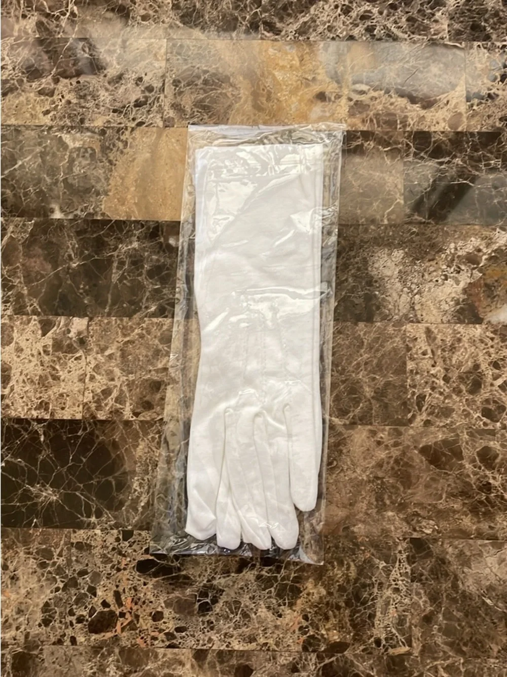 Kids White Cotton Knit band Gloves - Medium